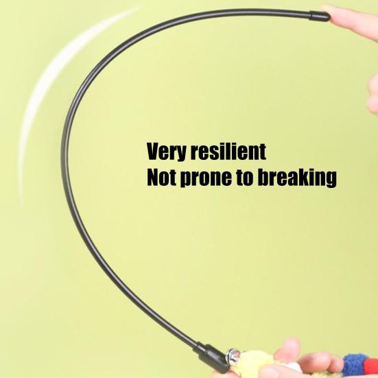 Cat Wand Toy Interactive Cat Teaser with Bell Colorful Pom Poms Plush Tail Cat Teaser Wand for Indoor Cats Kittens