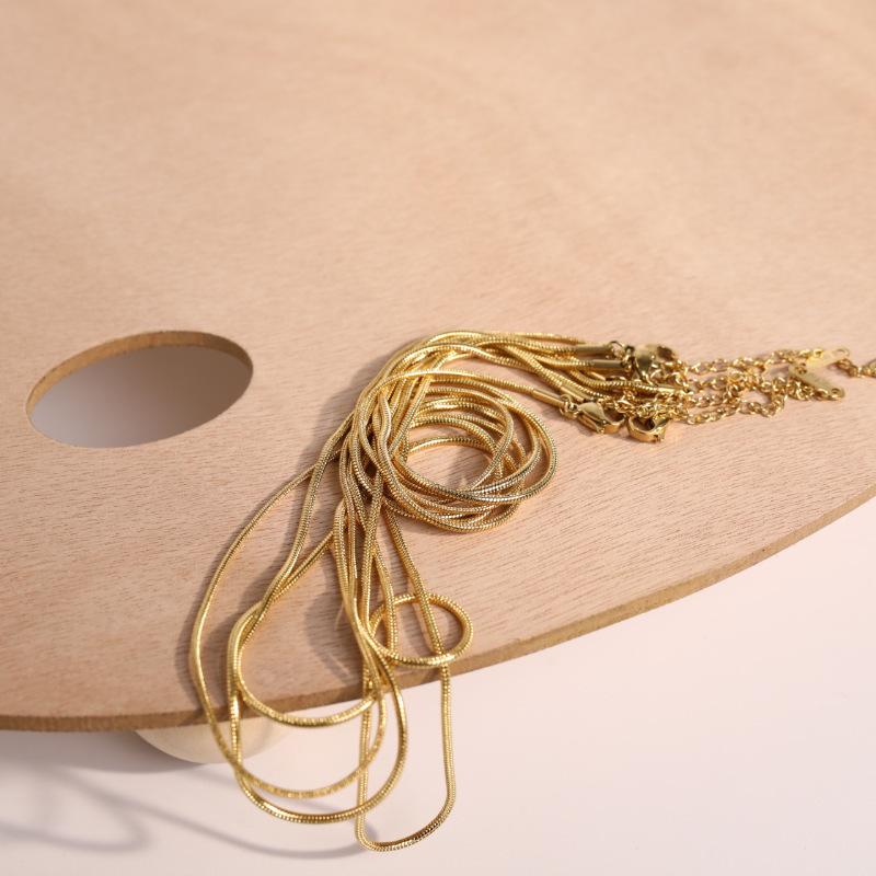 Titanium Steel Basic Chain Snake Bone Chain Round Snake Chain 1.2Mm 1.5Mm High Color Retention Chain Stacked With Plain Chain