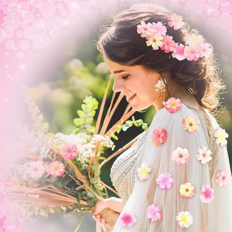 32Pcs/Pack 5cm Pink Silk Artificial Cherry Blossom Flowers Heads for Home Room Decoration Wedding Party Decoration Fake Flowers