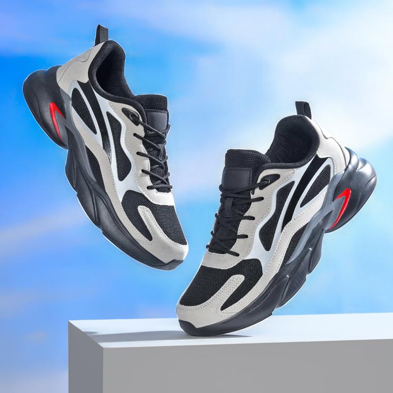 Athletic Shoes For Men Running Shoes Anti-Skid Breathable Daily Walking Footwear Plush Comfort Outside Non Slip Lace Up Tennis Athletic Shoes