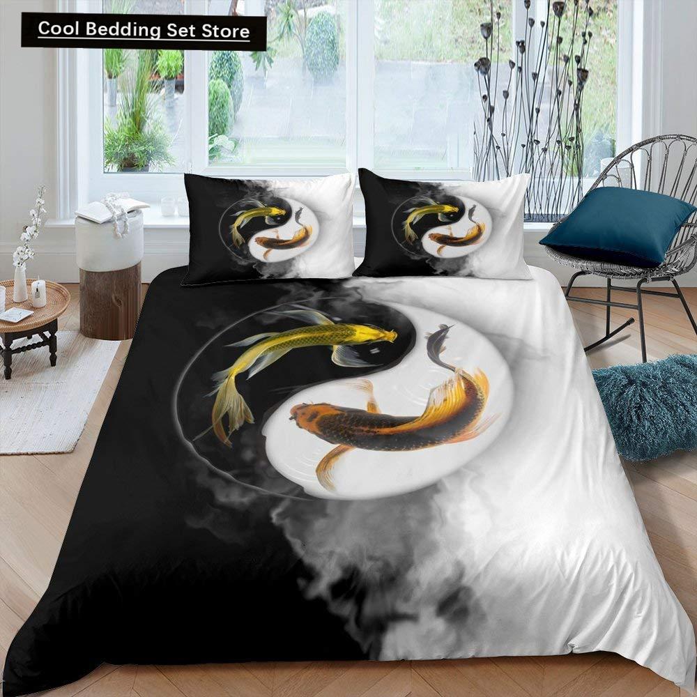 Yin Yang King Queen Duvet Cover Vintage Tai Chi Quilt Cover Divination Bedding Set Oriental Culture Polyester Comforter Cover