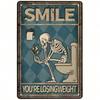 Vintage Metal Wall Sign Skeleton With Glasses Halloween Decor Gift
