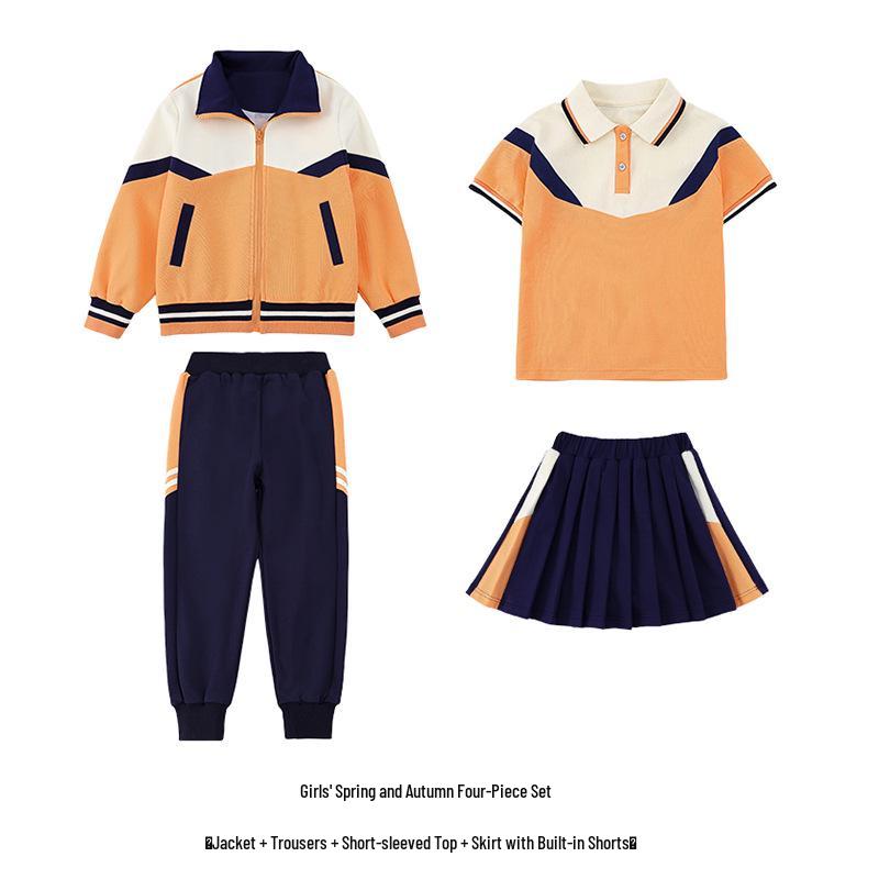 Spring-Autumn School Sports Uniform Set for K-12 Boys & Girls: 2 or 3 Pieces