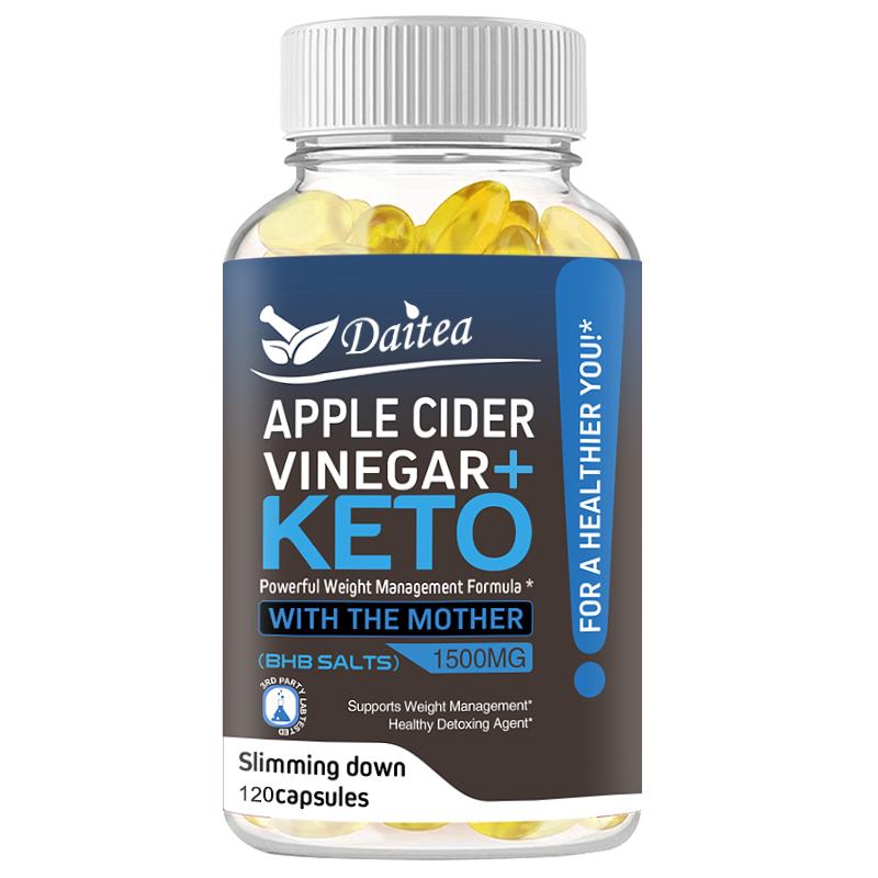 Keto Dietary Supplement, With Apple Cider Vinegar Powder, 120 Softgels Per Bottle 120 Capsules