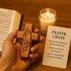 Small Pocket Prayer Cross With Card, Portable Wooden Prayer Cross Pocket Card With Bag For Easter Christmas Token, Church Favors