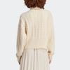 adidas Originals Trefoil Solid Logo Cable Knit Turtleneck Sweater Long Sleeve Women Tops Off-White IC5221