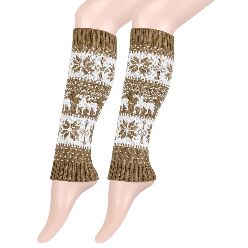 Christmas Boot Socks Womens Winter Leg Warmers Ankle Stretch Slouch Warm Thermal Ladies Wool Knitted Snowflake Female Gaiter