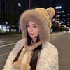 Fumade Plush Winter Hat Scarf Combo with Bear Pendant