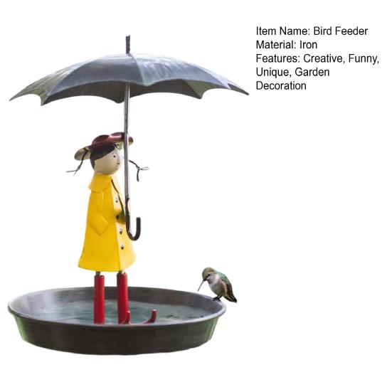 Yousheng Umbrella Girl Bird Feeder Outdoor Decorative Hummingbird Feeder And Bird Bath Hanging Metal Platform Seeds Tray for Courtyard Balcony Garden
