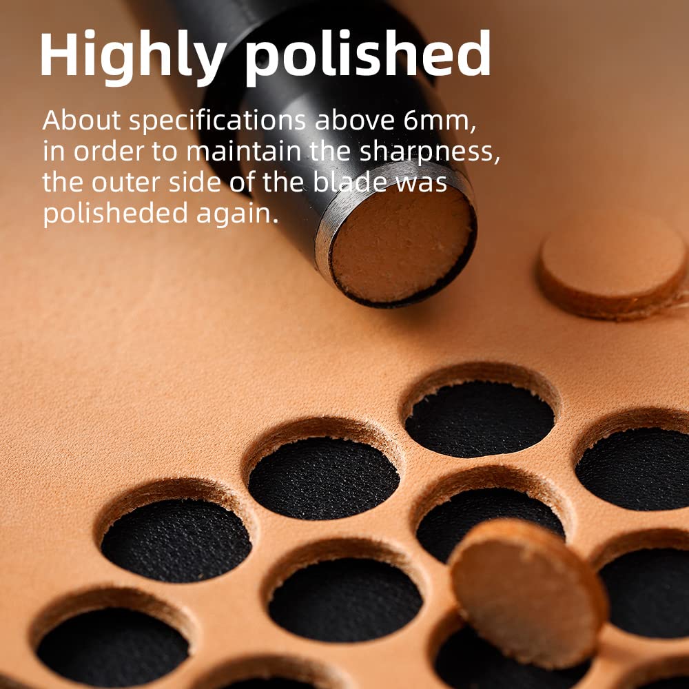 WUTA Black Round Leather Hole Punch 10 Sizes Set, (0.5mm, 1mm, 1.5mm, 2mm, 2.5mm, 3mm, 3.5mm, 4mm, 4.5mm, 5mm)