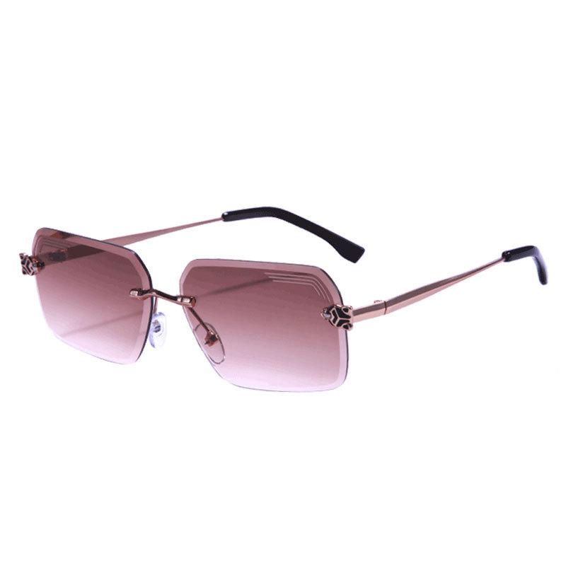 JYL Rimless Rectangle Sunglasses UV400 Women Clear Small Square / T22137