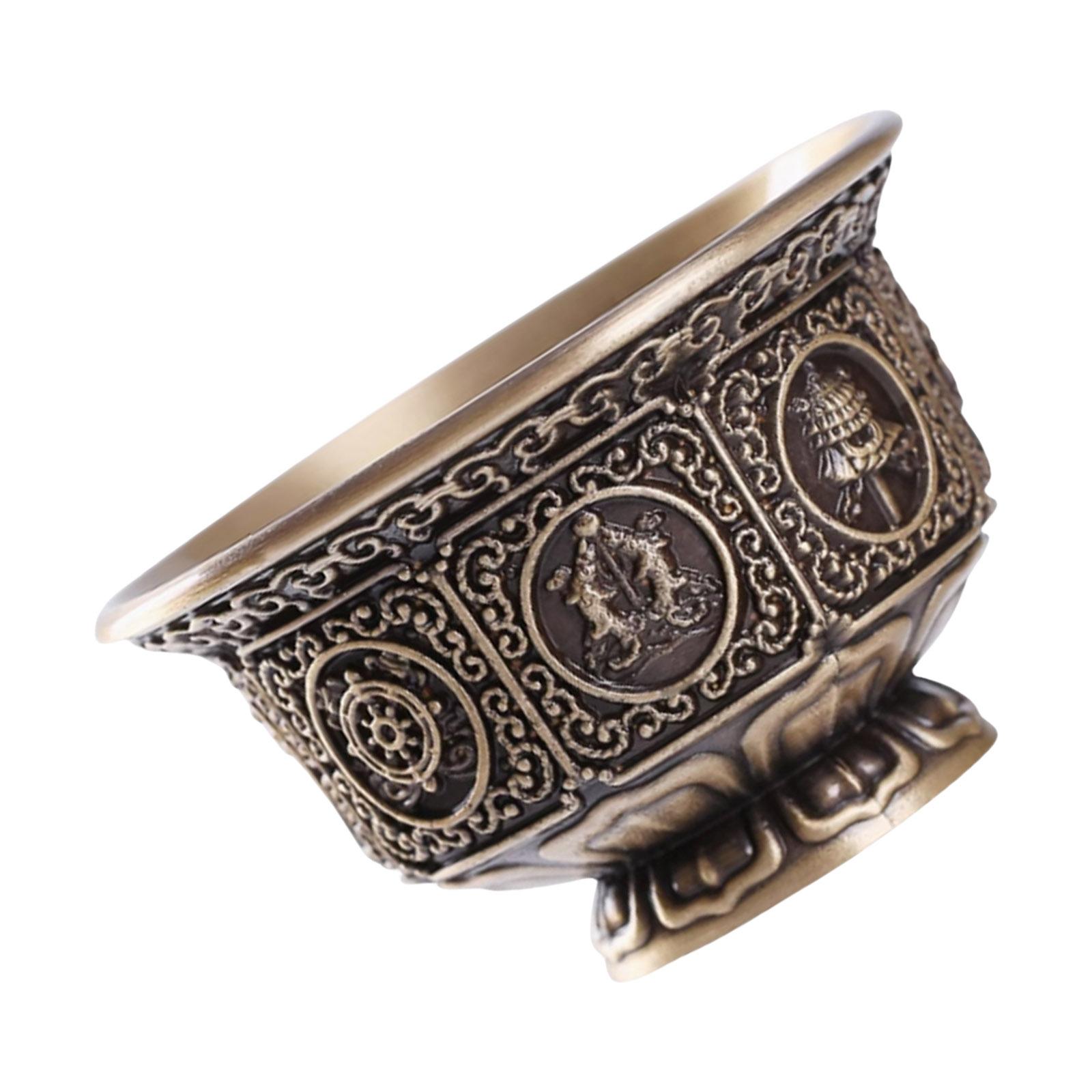 

Медная тибетская чаша для подношений с восемью благоприятными символами, святая чаша для буддийских ритуальных будд, украшение для дома B