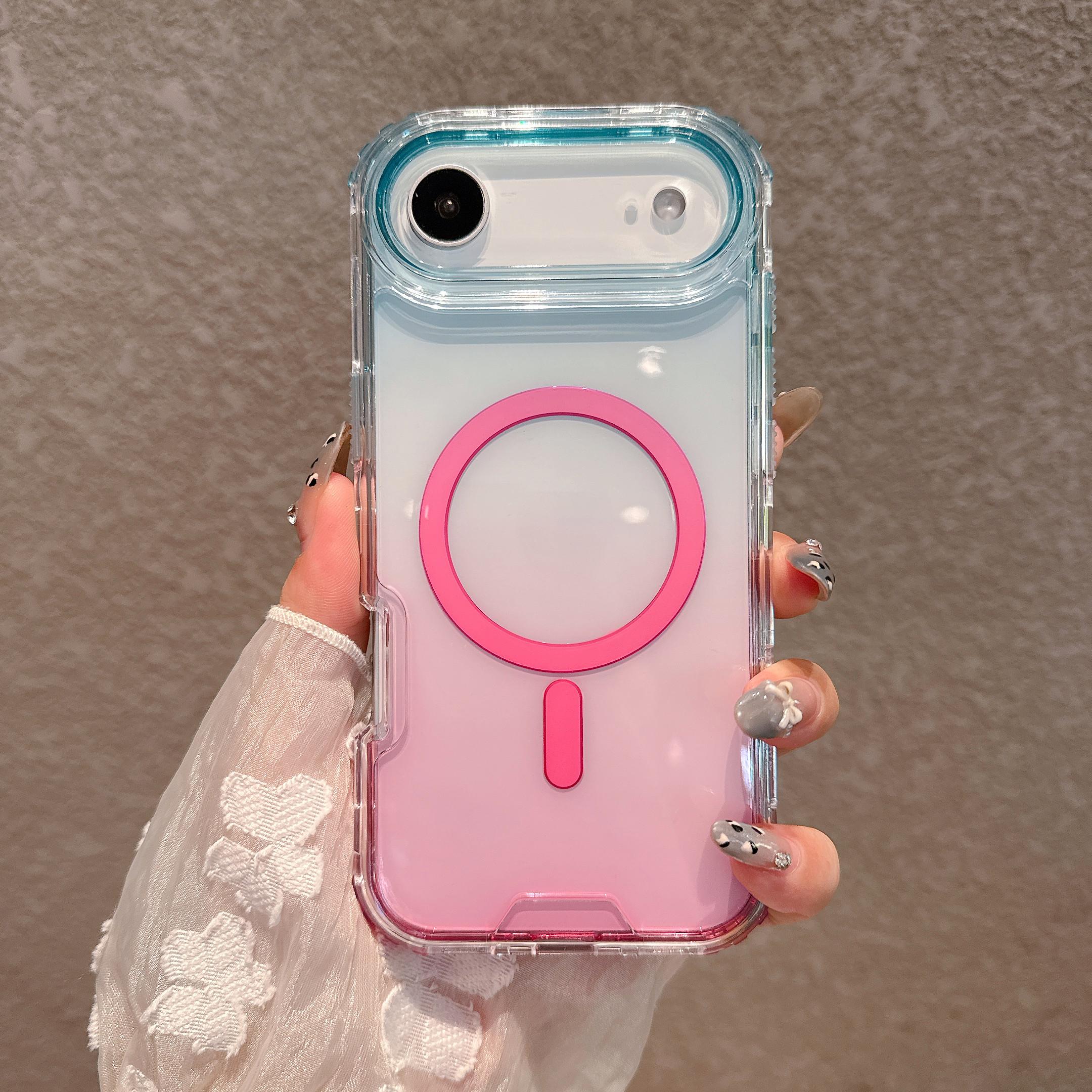 

Heavy Duty Hard 3IN1 Gradient Shockproof Magnetic Case For iPhone 17 Pro Max 17Pro 17 Air Magsafe Wireless Charging Cover Funda iPhone17