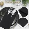 Good-50PCS Disposable Dinner Napkins With Built-In Flatware Pocket,Prefolded Cloth Like Paper Napkins For Wedding Party Black Du