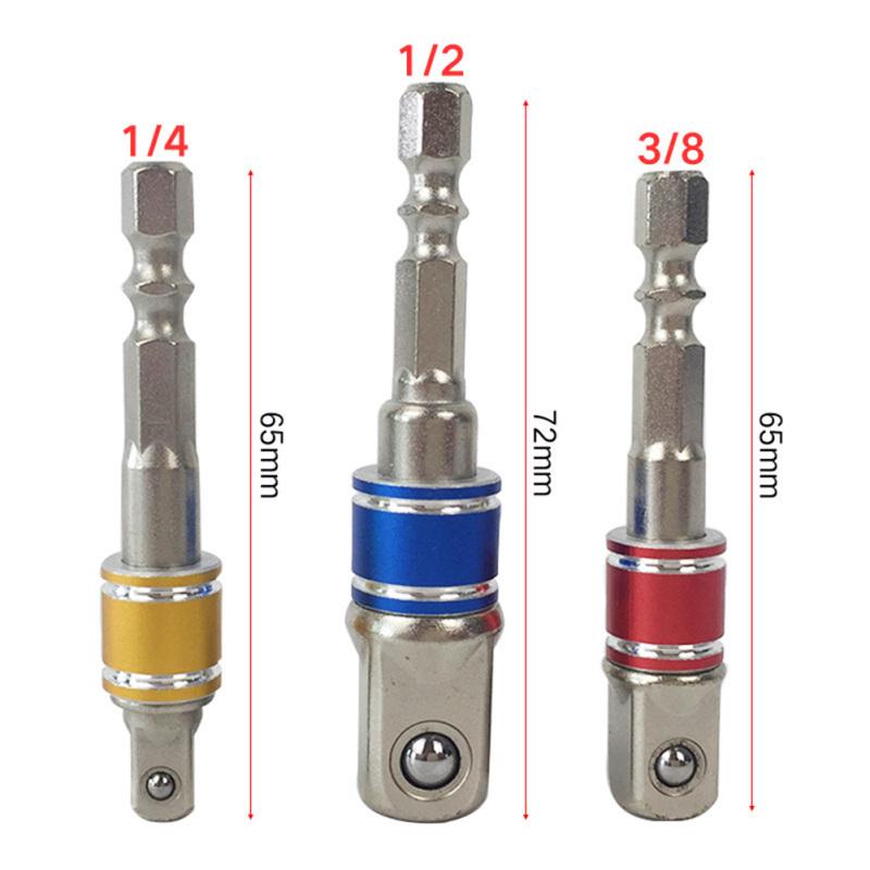 Buy 3Pcs/Set Hex Square Drill Bit Socket Adapter 1/4" 3/8" 1/2" Driver Drill Impact Socket