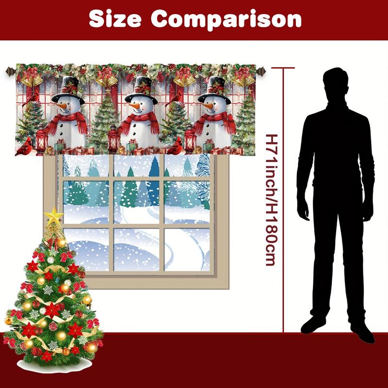 Christmas Short Curtains Valances Christmas Decorations for Home 2026 Xmas Ornaments Windows Treatments for Kitchen Bathroom
