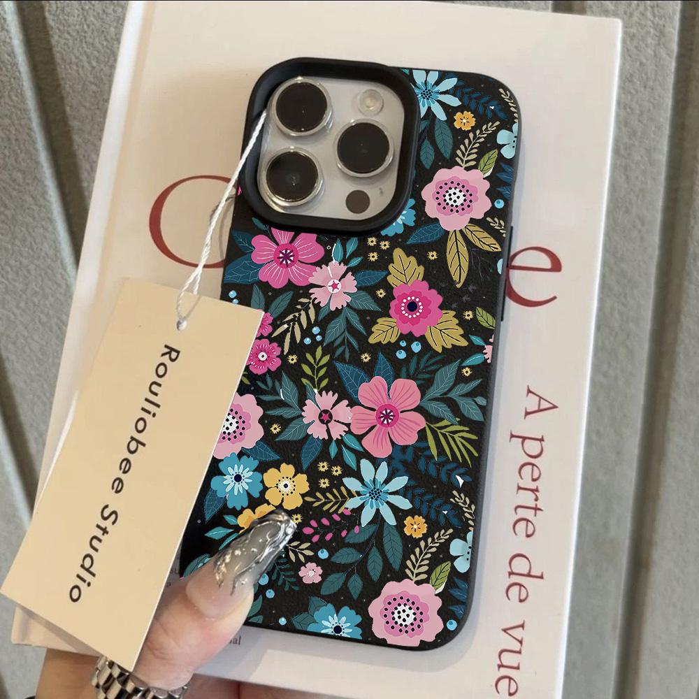 HOT Full Screen Flowers Cool Lichee Leather Pattern Phone Case For iPhone 17 16e 16 15 14 13 12 11 Air Pro Max Plus X XR XSMax