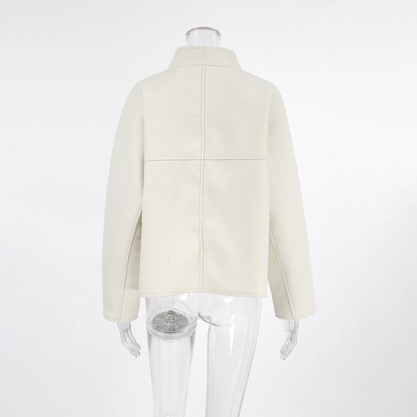 New Women's 2025 Autumn/Winter V-Neck Woolen Coat – Loose, Lazy Style for a Chic European and American Look