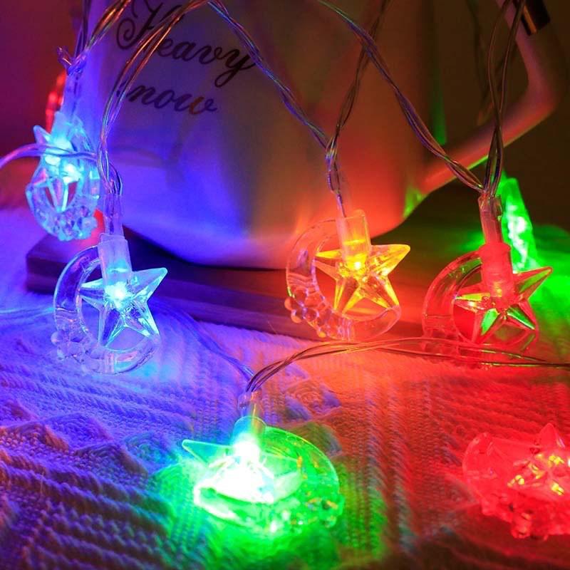 LED String Lights Ramadan Eid Decorations Star Moon Castle Theme Indoor Outdoor Festival Lighting