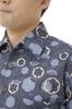 Little Island Takashima Chijimi Short Sleeve Indigo Blue with Japanese Size L Men's Shirt, Pattern,