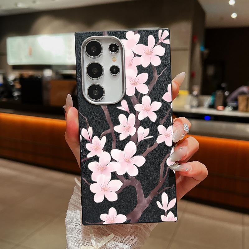 Hand-drawn Style Sakura Pattern Case For Samsung Galaxy S26 Ultra S25 Edge S24 Plus S23 S22 S21 FE A54 A15 A25 A35 A55 A16 A26 A36 A56 A17 A37 A57 5G