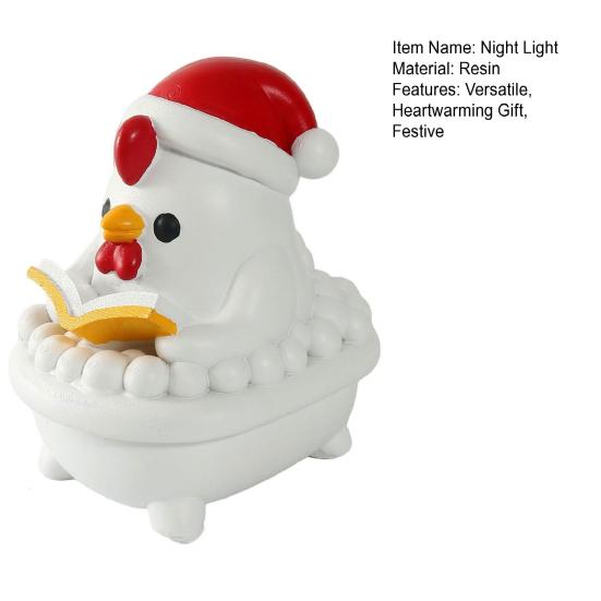 Yousheng Christmas Night Light Handmade Resin Sculpture Soft Glow Lamp Cute Santa Claus Snowman Ghost Reading A Book Bubble Bath Light Desktop Decor