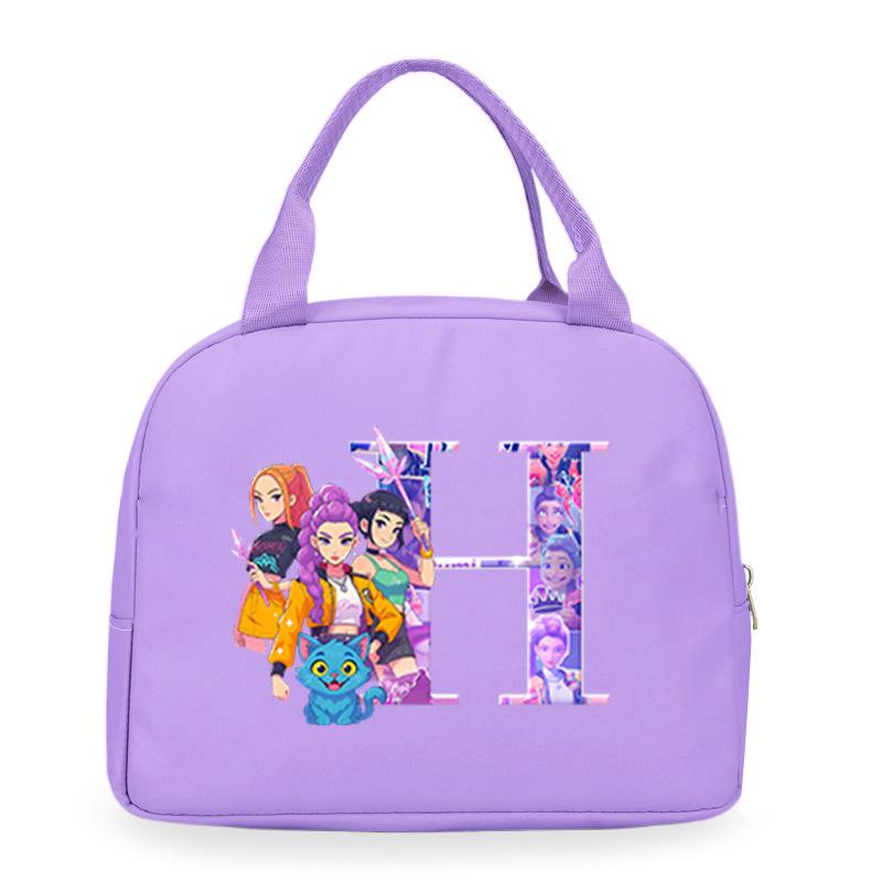 Trend Kpop Anime Cartoon Peripheral 26 Letter Printing Bento Bag Commuter Portable Lunch Box Bag