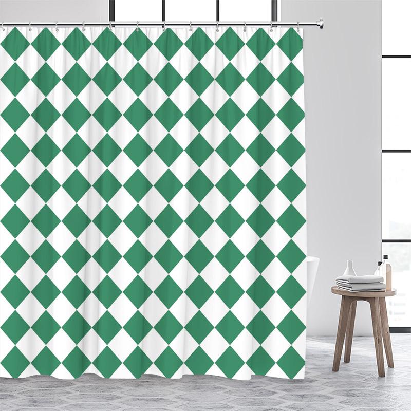 Black and White Diamond Lattice Shower Curtain Modern Geometric Art Minimalist Home Bathroom Decorative Bath Curtains With Hooks