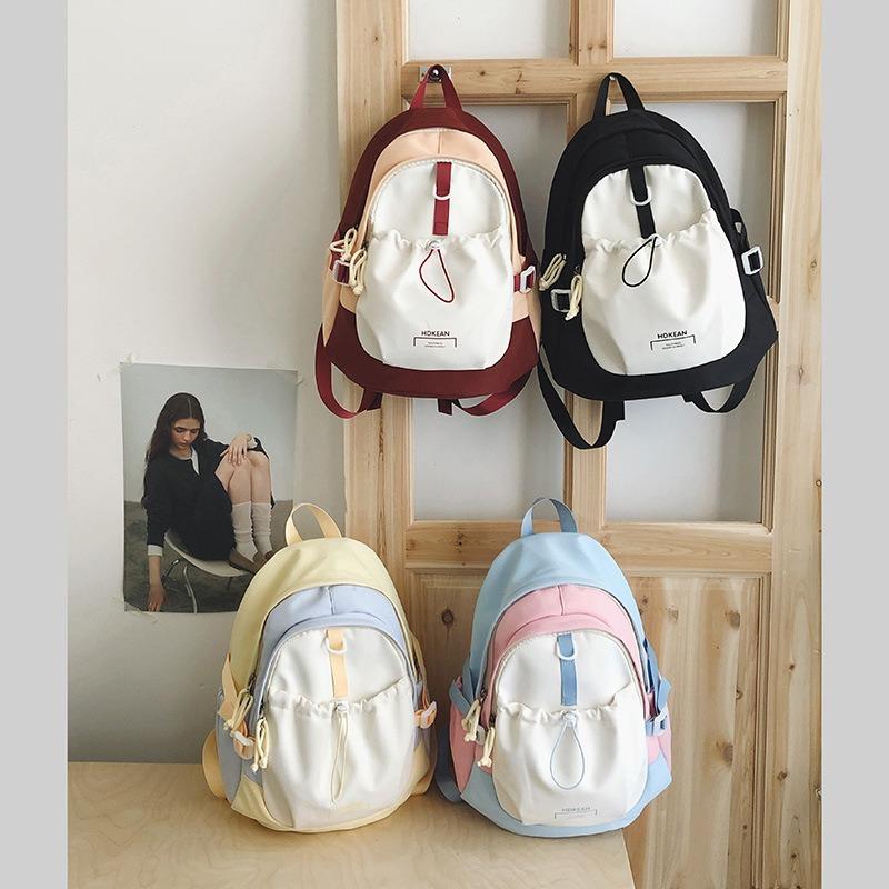 Sweet niche color matching girl backpack new versatile high school student schoolbag commuter travel backpack