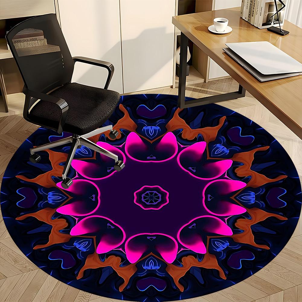 1pc Abstract Mandala Design Carpet, Round Non Slip Durable Large Size Office Carpet, Suitable for Office