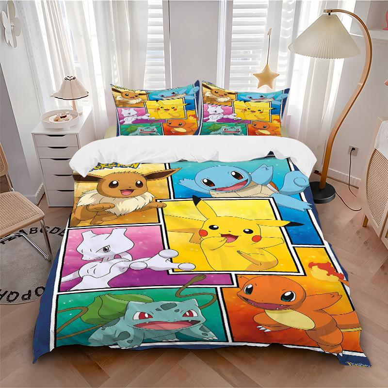 3pcs Pokemon Bedding Set: Perfect for Bedroom or Guest Room. Soft and Comfortable with No Core Included Yy251009235