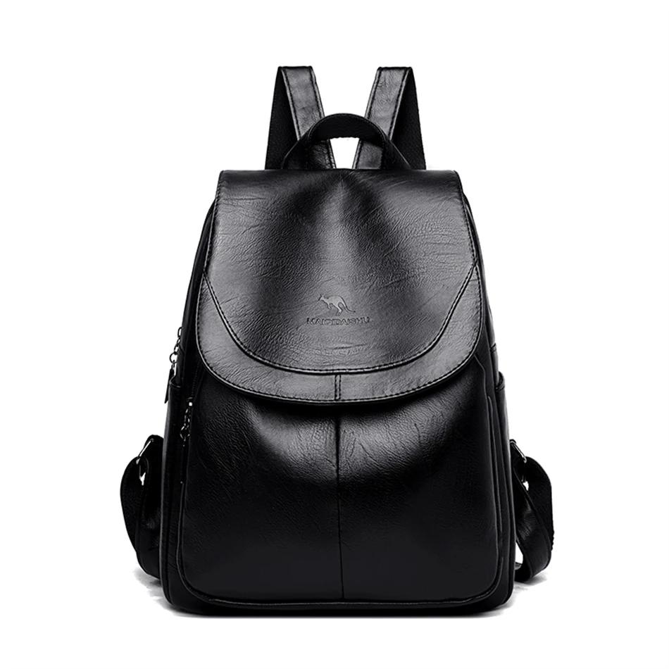 Ladies Bookbag Rucksack Women Large Capacity Backpack Purses High Quality Pu Leather Female Vintage School Bags Travel Bagpack
