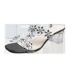 Rhinestone flower high heels 2025 summer skin tone thick heel crystal shoes Internet celebrity one font transparent high heel slippers women