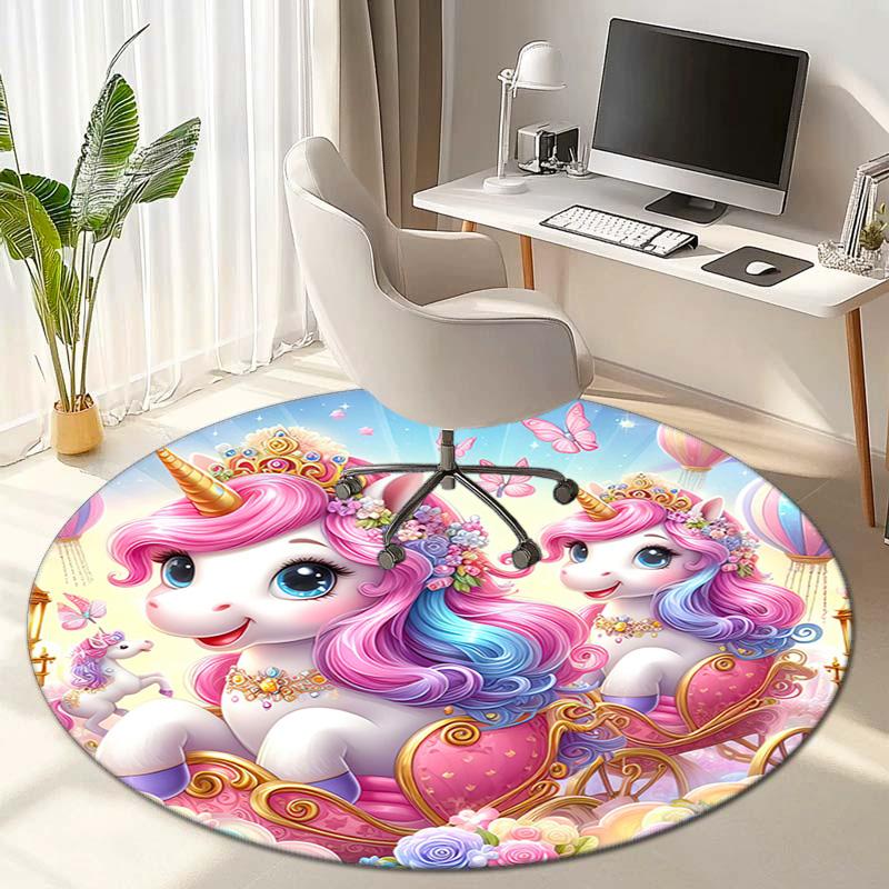 Rainbow Unicorn Fantasy Sky Round Rug Home Soft Decorative Anti Slip Yoga Table And Chair Mat Carpet Outdoor Floor Mat Carpet S4
