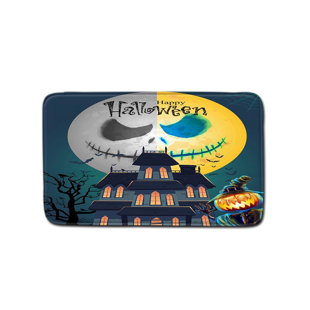 

Halloween Shower Curtain Floor Mat Combination Four-Piece Set Bathroom Toilet Carpet Shower Room Foot Mat 45 * 75 Floor Mat