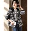 D.F.DEAR Women's Casual Hooded Plaid Jacket