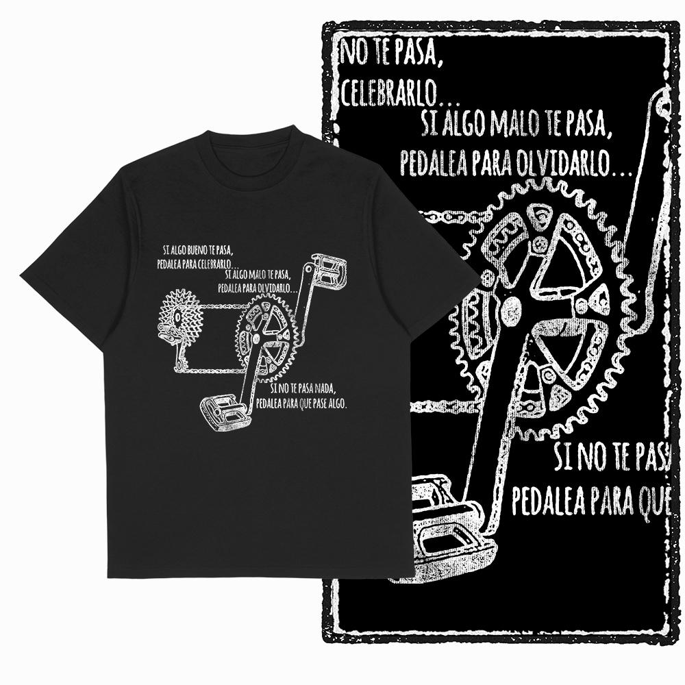 Summer Men's Mountain Bike Letter Printed Round Neck T-shirt 100% Pure Cotton Cool Black Riding High-quality Short Sleeved Shirt