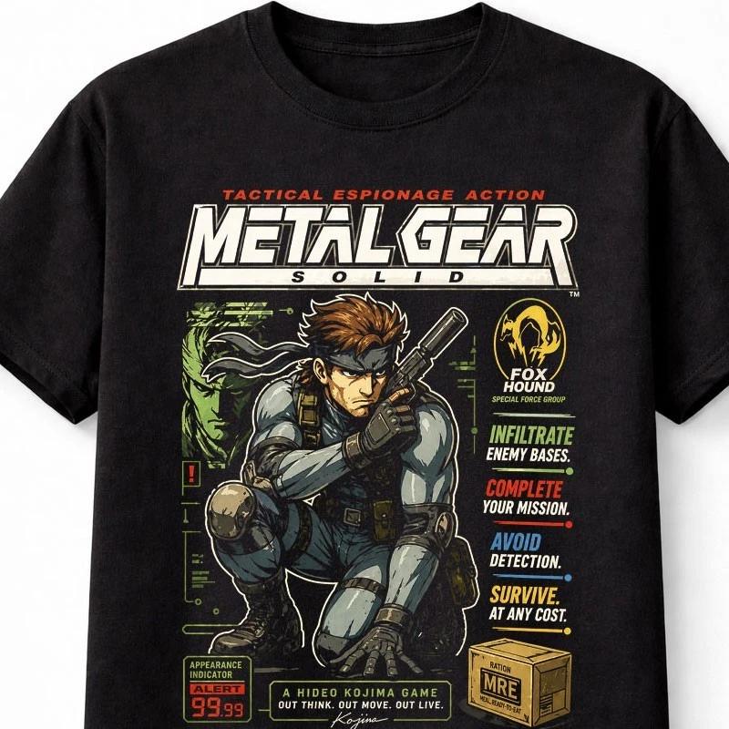 Metal Gear Solid Snake Taktisches Spionage-T-Shirt Retro Unisex-T-Shirt