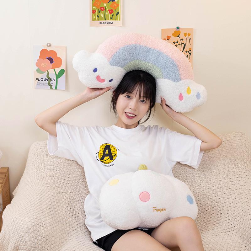 Unique Ins Style Simple Unicorn Rainbow Cloud Heart Plush Pillow For Sofa And Bed