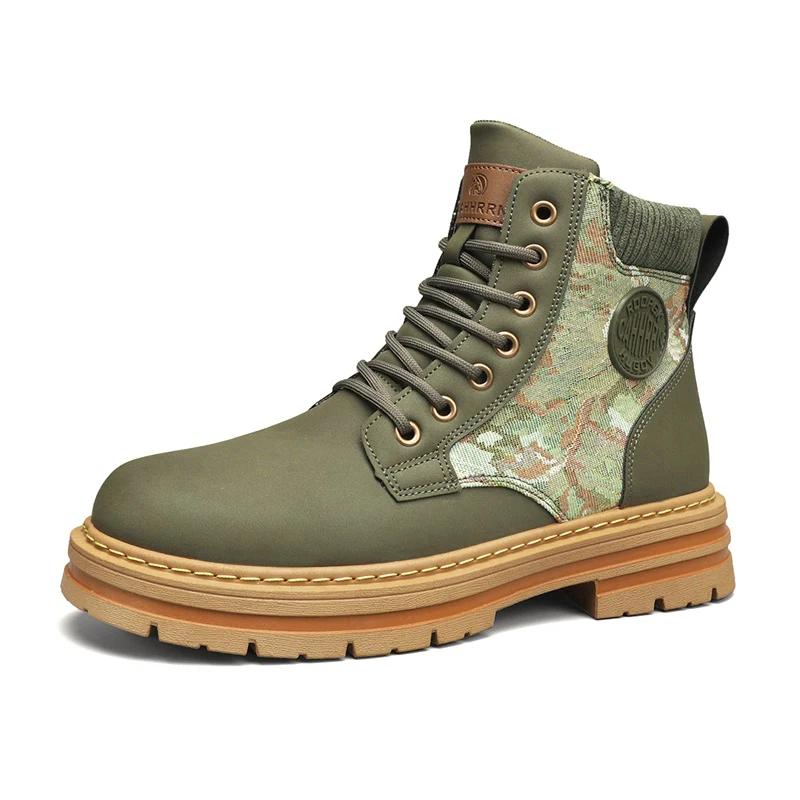 Fashion Walking Leather Boots for Men Outdoor Boots Luxury Brands Men's Ankle Boots Fall Winter New High Top Casual Shoes Classic Design