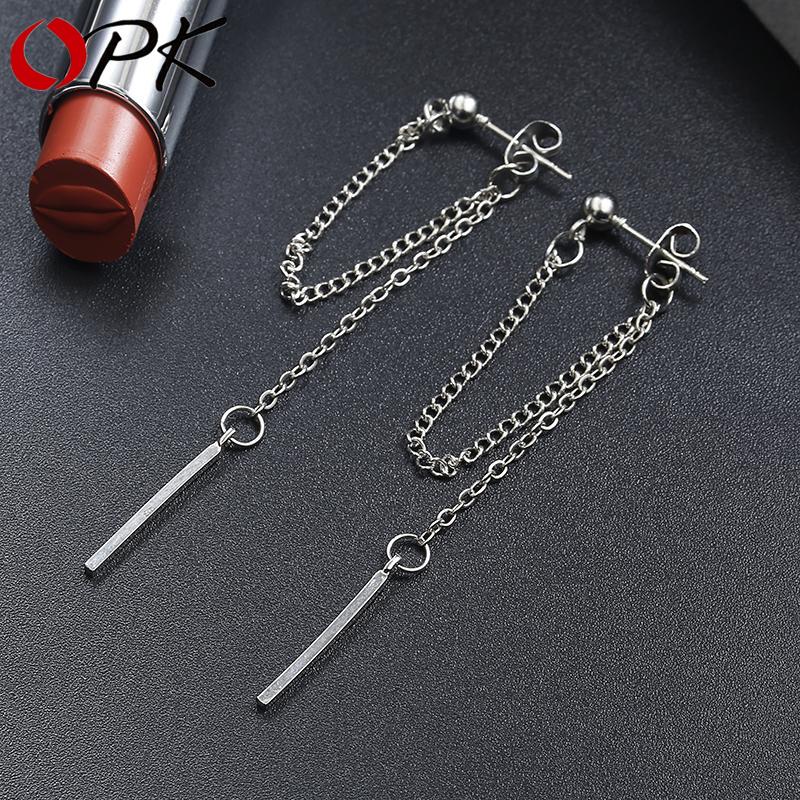 Dangling Stud Earrings with Chain
