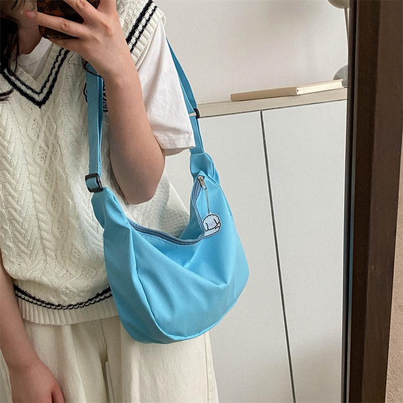 New Candy Color Waffle Art Student Versatile Simple Daily Women's Shoulder Crossbody Bag