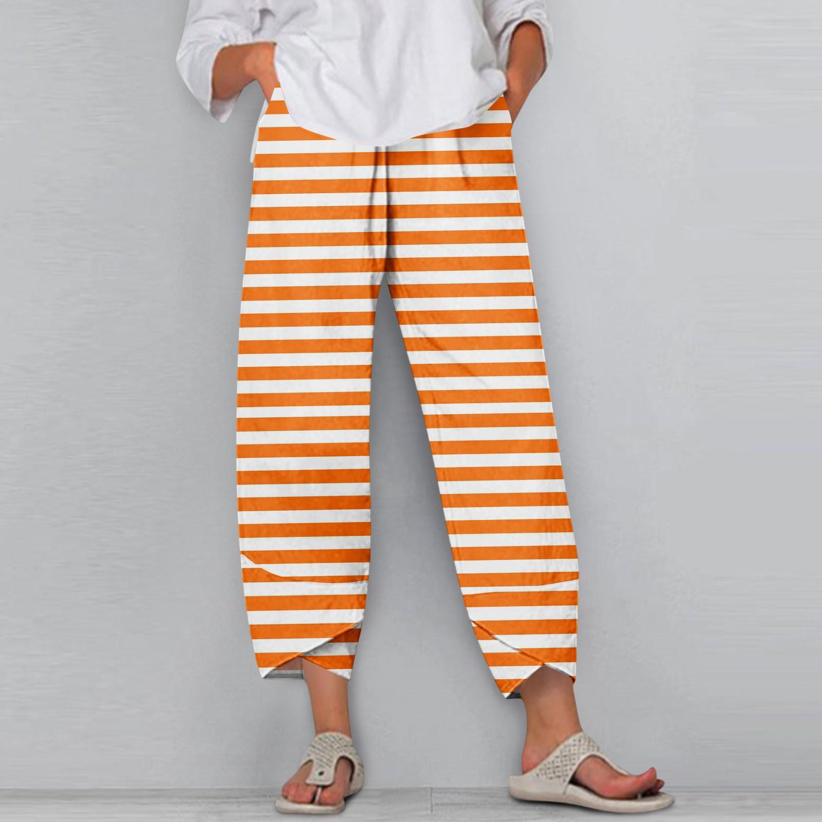 

Women s Pants With Pockets Casual Trousers Pants For Women Summer Casual Wide Leg Elastic Waist Pants With Pockets L шафрановый