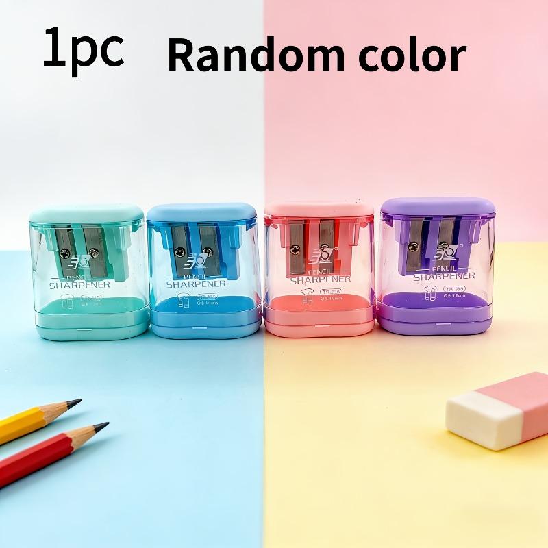 1pc Candy Color Minimalist Double Hole Pencil Cutter, Small and Portable, Easy to Use, Durable, Sharp, Suitable for School and Office