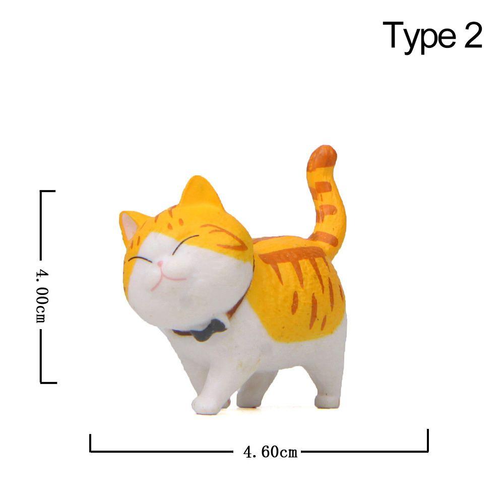 Desktop Ornament Simulation Animal Model With Bowknot Cartoon Cat Figurine Mini Kitten Statue