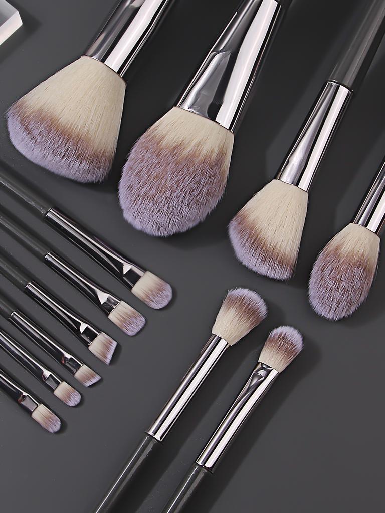 2025 New 12Pcs Makeup Brushes+2 Beauty Blenders+2 Triangle Sponge Puffs Set Soft Bristle Latex-Free For Full Makeup Daily Travel