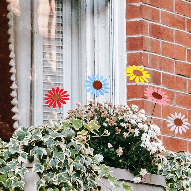 Sunflower Windmill Metal Pinwheel Garden Stake Wind Spinner Sculptures For Outdoor Garden Balcony Patio Lawn Decoration