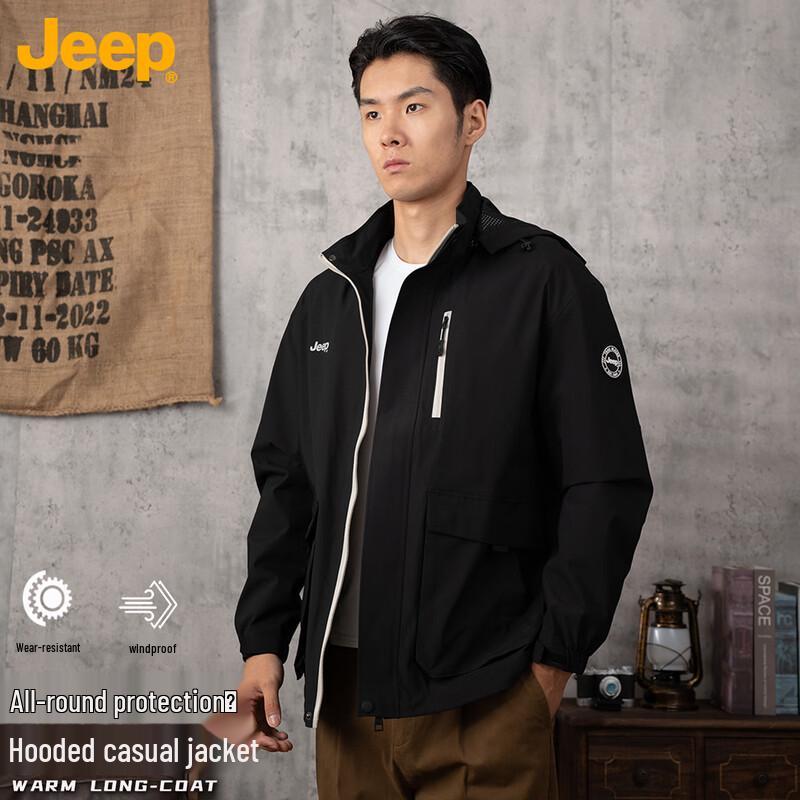 

JEEP Unisex Casual Hooded Windbreaker Jacket 3XL