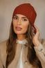 Nila Elegant Woolen Ribbed Cap Decorated with Zircons, Ginger Color