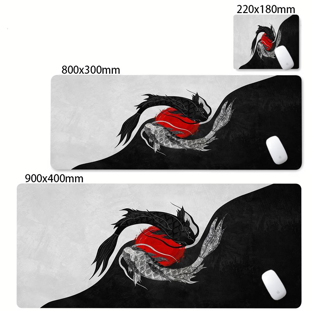 Large Mouse Pad Yin-yang Fish HD Black & White Sakura Computer Office Table Pc Gaming Non-slip Japanese Kawaii Desk Accessories